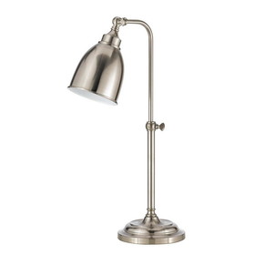 Benjara BM225103 Metal Round 25" Table Lamp with Adjustable Pole, Silver