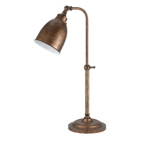 Benjara BM225105 Metal Round 25" Table Lamp with Adjustable Pole, Bronze