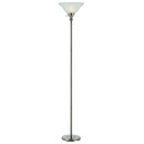 Benjara BM225117 Metal Round 3 Way Torchiere Lamp with Frosted Glass Shade, Silver and White