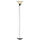 Benjara BM225118 Metal Round 3 Way Torchiere Lamp with Frosted Shade, Dark Bronze and Gold