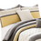 Benjara BM225208 Quatrefoil Print Queen Size 7 Piece Fabric Comforter Set, Yellow and Gray