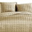 Benjara BM225236 3 Piece Queen Size Coverlet Set with Stitched Square Pattern, Gold