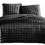 Benjara BM225238 3 Piece Queen Size Coverlet Set with Stitched Square Pattern, Dark Gray