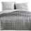 Benjara BM225242 3 Piece Queen Size Coverlet Set with Stitched Square Pattern, Silver