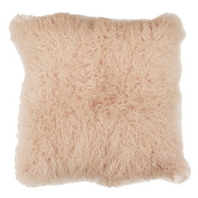 Benjara BM225258 Faux Fur Pillow with Removable Cover and Zipper Closure, Pink