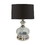 Benjara BM225585 Pot Bellied Shape Glass Table Lamp with Metal Tier Base, Clear and Black