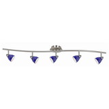 Benjara BM225637 5 Light 120V Metal Track Light Fixture with Textured Shade, Silver and Blue