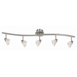 Benjara BM225641 5 Light 120V Metal Track Light Fixture with Glass Shade, White and Silver