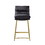 Benjara BM225677 Leatherette Counter Height Chair with Metal Sled Base, Black and Gold