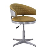 Benjara BM225688 Swivel Leatherette Chair with Curved Back and Metal Star Base, Yellow