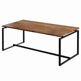 Benjara BM225745 3 Piece Wooden Top Metal Frame Occasional Table Set, Brown and Black