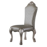 Benjara BM225880 High Back Leatherette Side Chair with Claw Legs, Set of 2, Silver and Gray