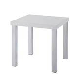Benjara BM225891 Square Wooden End Table with Straight Metal Legs, White and Chrome