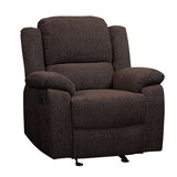Benjara BM225902 Fabric Upholstered Glider Recliner Chair with Pillow Top Armrest, Brown