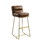 Benjara BM225908 Leatherette Bar Chair with Metal Sled Base, Light Brown and Gold