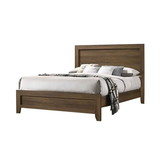 Benjara BM225936 Transitional Style Wooden Eastern King Bed with Raised Molding Trim, Brown