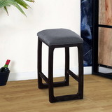 Benjara BM225958 Wooden Counter Height Stool with Fabric Upholstered Seat, Gray and Brown