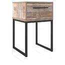 Benjara BM226082 Single Drawer Wooden Nightstand with Grain Details, Washed Brown and Black