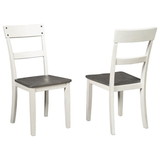 Benjara BM226196 Farmhouse Style Wooden Side Chair with Ladder Style Back, Set of 2, White
