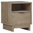 Benjara BM226220 Single Drawer Wooden Nightstand with Open Shelf, Brown