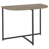 Benjara BM226507 Crescent Moon Shaped Wood and Metal Chair Side End Table, Brown and Black