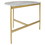 Benjara BM226513 Crescent Moon Shaped Marble Top Metal Chair Side End Table, White and Gold