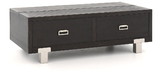 Benjara BM226561 2 Drawer Wooden Rectangular Lift Top Cocktail Table with Metal Feet, Black