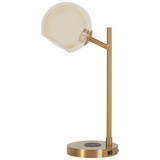 Benjara BM226571 Metal Desk Lamp with Round Glass Shade and Wireless Charger, Gold