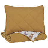 Benjara BM226598 Diamond Stitched Twin Size Fabric Comforter Set with 1 Sham, Brown