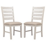 Benjara BM227028 Fabric Dining Side Chair with Ladder Back, Set of 2, White and Brown