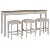Benjara BM227030 4 Piece Wooden Counter Height Table Set with Barstool, White and Brown