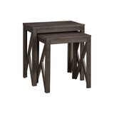 Benjara BM227104 Farmhouse Nesting Accent Table with Wooden Geometric Base, Set of 2, Gray