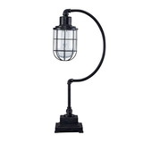 Benjara BM227215 Metal Desk Lamp with Block Base and Glass Shade, Black
