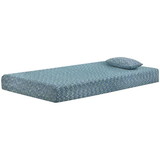 Benjara BM227220 Full Size Mattress with Hyperstretch Knit Cover and Pillow, Blue