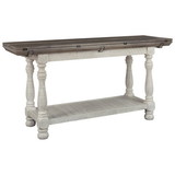 Benjara BM227432 Flip Top Wooden Sofa Table with Open Bottom Shelf, Brown and Antique White