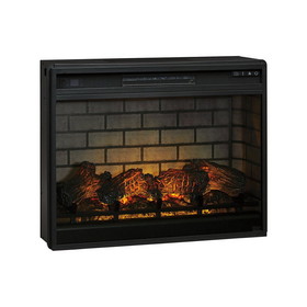 Benjara BM227445 31.25 Inch Metal Fireplace Inset with 7 Level Temperature Setting, Black