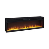 Benjara BM227446 57 Inch Metal Fireplace Inset with 6 Level Temperature Setting, Black