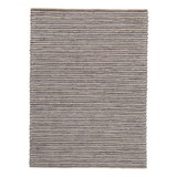 Benjara BM227540 Fabric and Leatherette Rug with Braided Design, Medium, Gray and Beige
