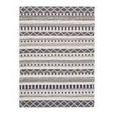 Benjara BM227543 Rectangular Woolen Rug with Tribal Pattern, Medium, Gray and Cream