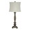Benjara BM227553 Pedestal Body Resin Table Lamp with Fabric Shade, Taupe Gray and White