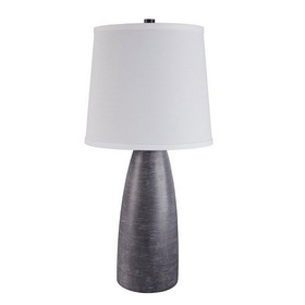 Benjara BM227554 Vase Shape Resin Table Lamp with Fabric Shade, Set of 2, Gray and White