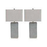 Benjara BM227558 Resin Table Lamp with Faux Concrete Finish and Hardback Shade, Set of 2, Gray
