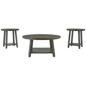 Benjara BM227574 3 Piece Occasional Table Set with Open Bottom Shelf, Antique Gray