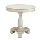 Benjara BM227585 Wooden Round Accent Table with Pedestal Base, Antique White