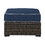 Benjara BM227601 Handwoven Wicker Frame Ottoman with Cushion Seat, Brown and Blue