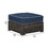 Benjara BM227601 Handwoven Wicker Frame Ottoman with Cushion Seat, Brown and Blue