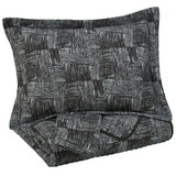 Benjara BM227622 3 Piece Abstract Pattern Fabric Queen Quilt Set, Black