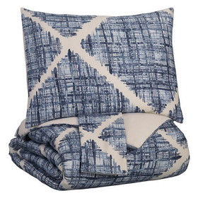 Benjara BM227624 3 Piece Fabric Queen Comforter Set with Pleated Design, Gray