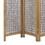 Benjara BM228613 3 Panel Wooden Screen with Pearl Motif Accent, Brown and Silver