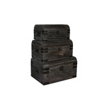 Benjara BM228639 Wooden Lift Top Storage Box with Grain Details, Set of 3, Gray - BM228639